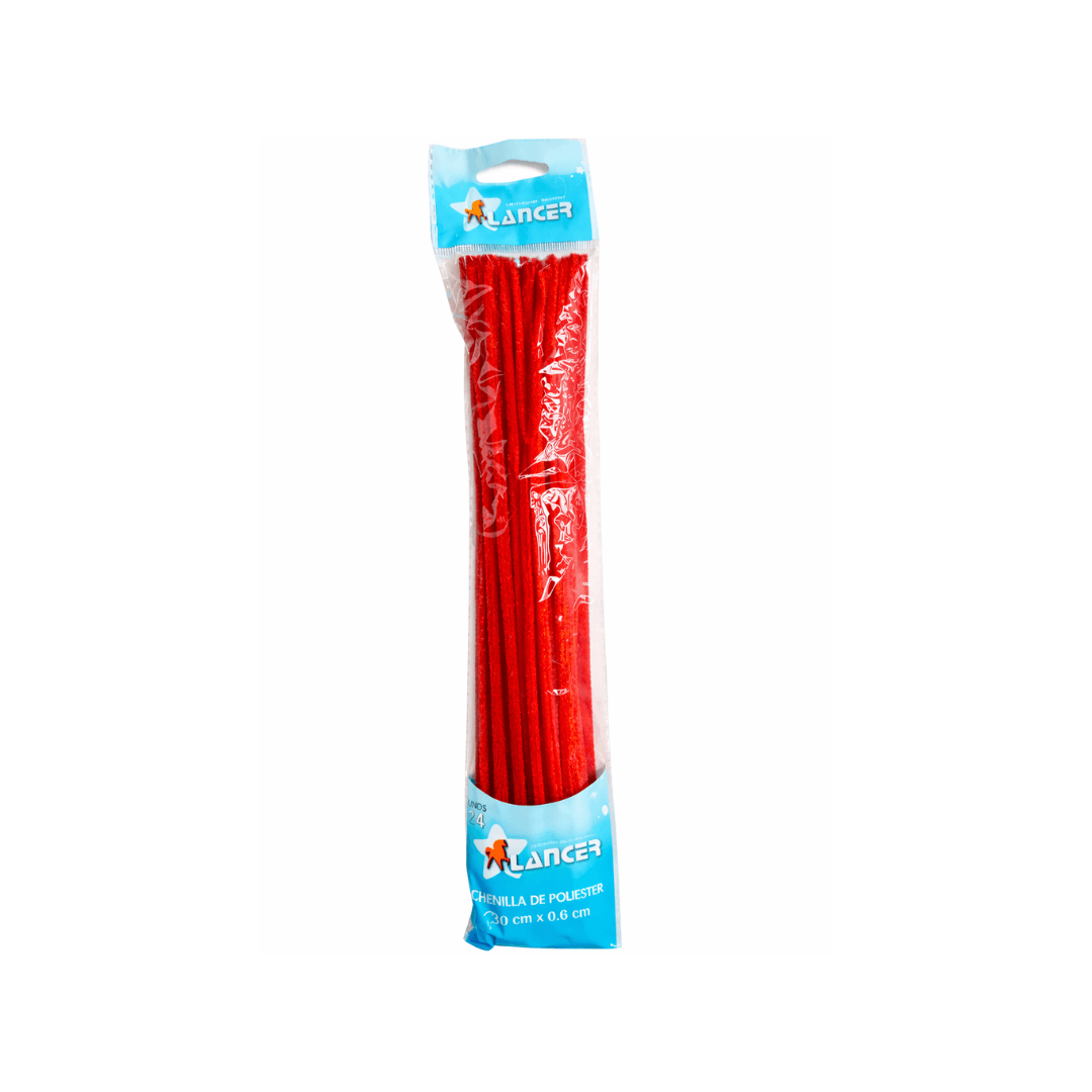 CHENILLA POLIESTER ROJA DE 24 UNIDADES