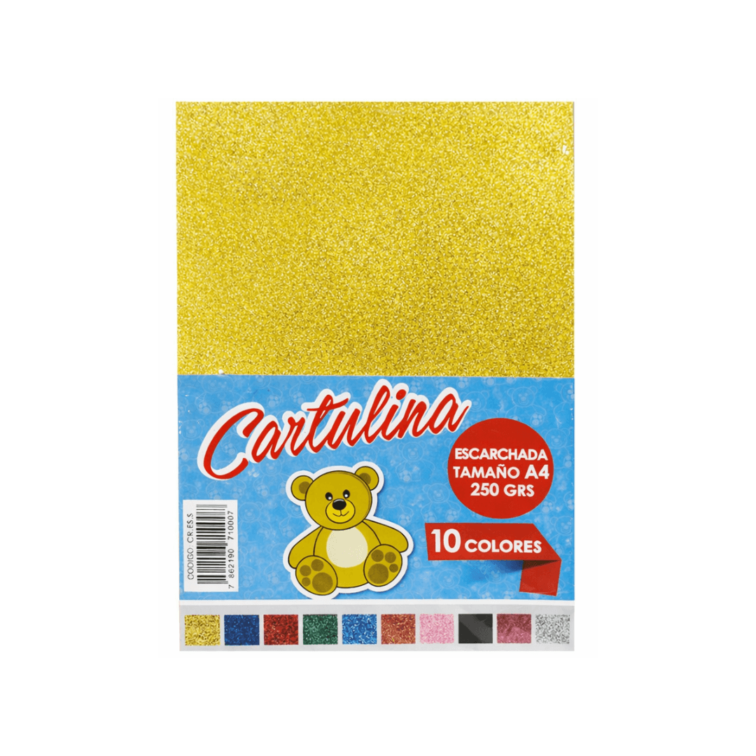 CARTULINA ESCARCHADA IRIDISCENTE A4 230GR 10 COLORES SURTIDOS