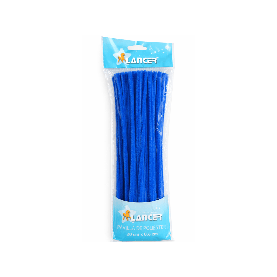 CHENILLA POLIESTER AZUL 30CMX6MM DE 100 UNIDADES