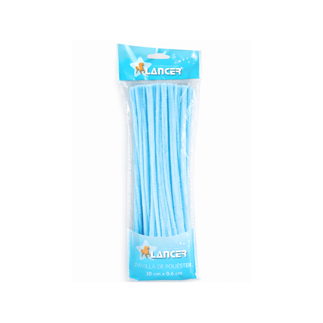 CHENILLA POLIESTER CELESTE 30CMX6MM DE 100 UNIDADES