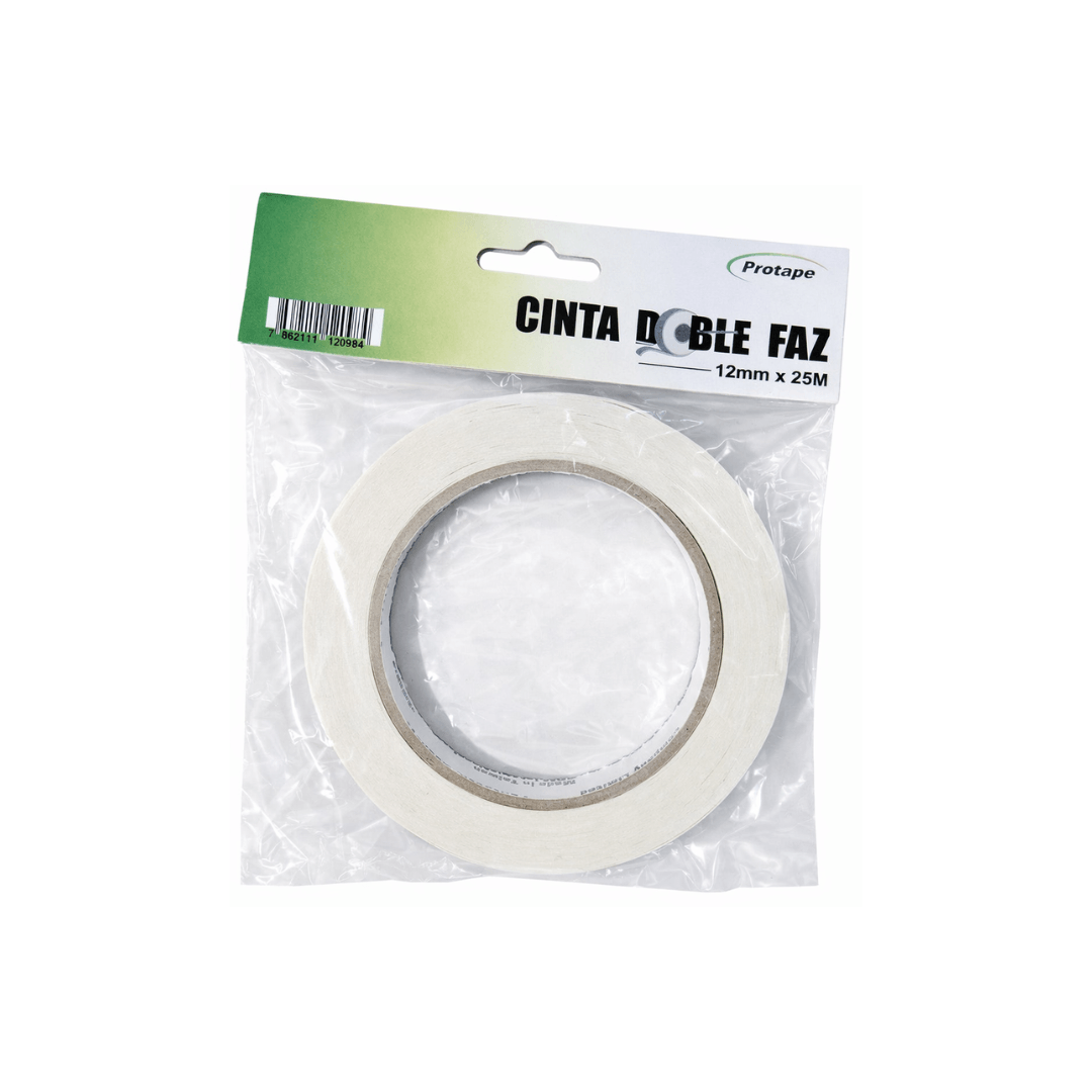 CINTA DOBLE FAZ FINA 90U X 12MM X 25M BLANCA 1U