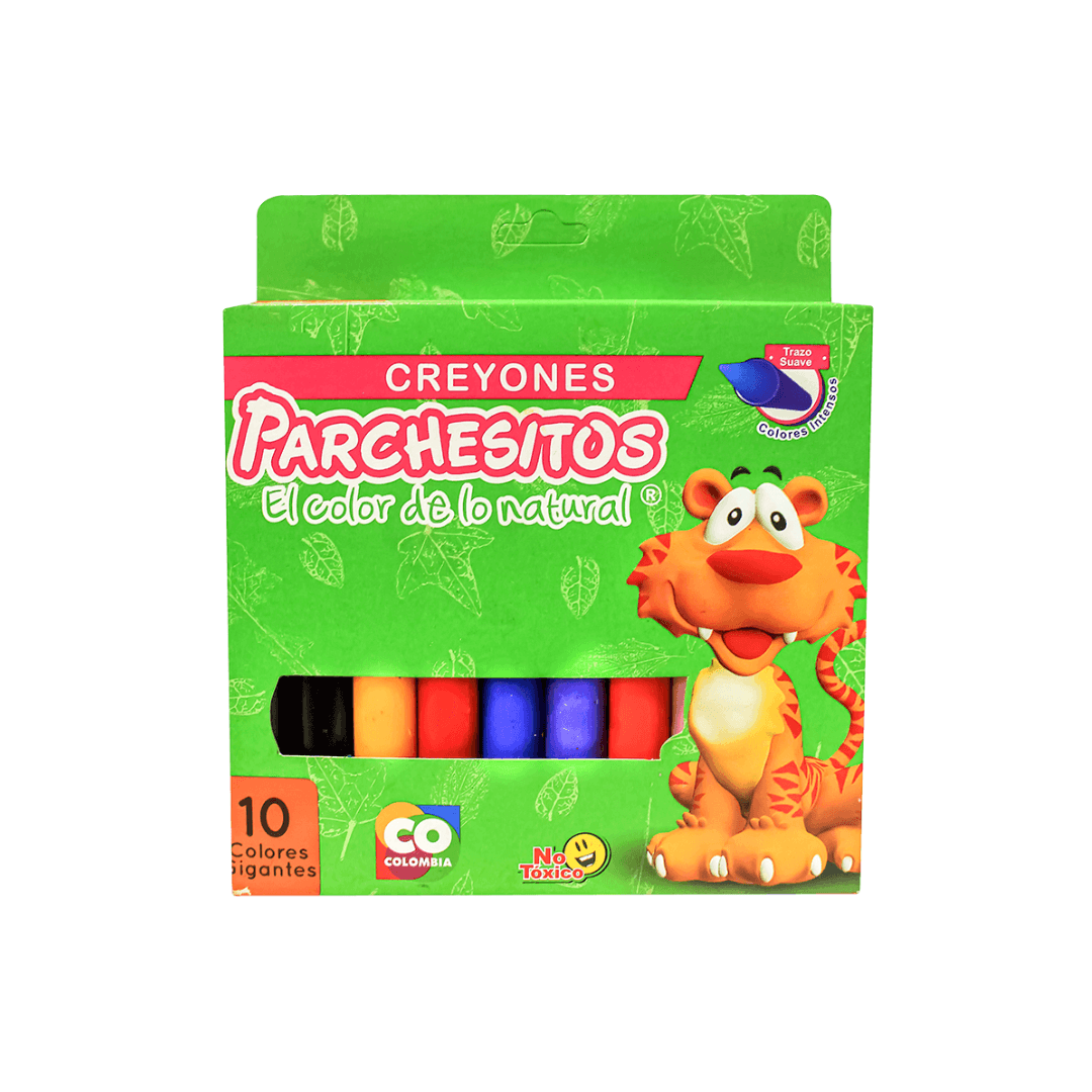 CRAYON PARCHESITOS DE 10 COLORES JUMBO REDONDOS