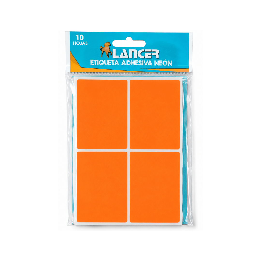 ETIQUETAS ADHESIVAS T8 FOSFORESCENTE NARANJA 6.5X4.5CM