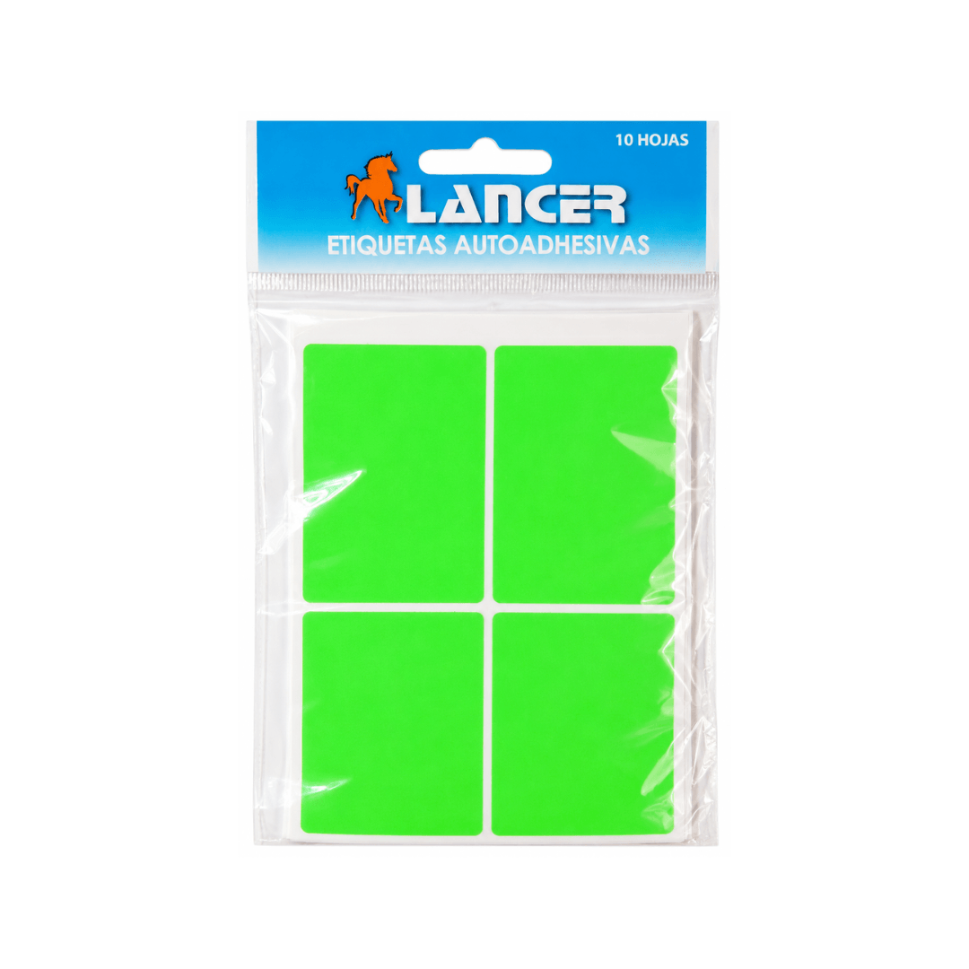 ETIQUETAS ADHESIVAS T8 FOSFORESCENTE VERDE 6.5X4.5CM