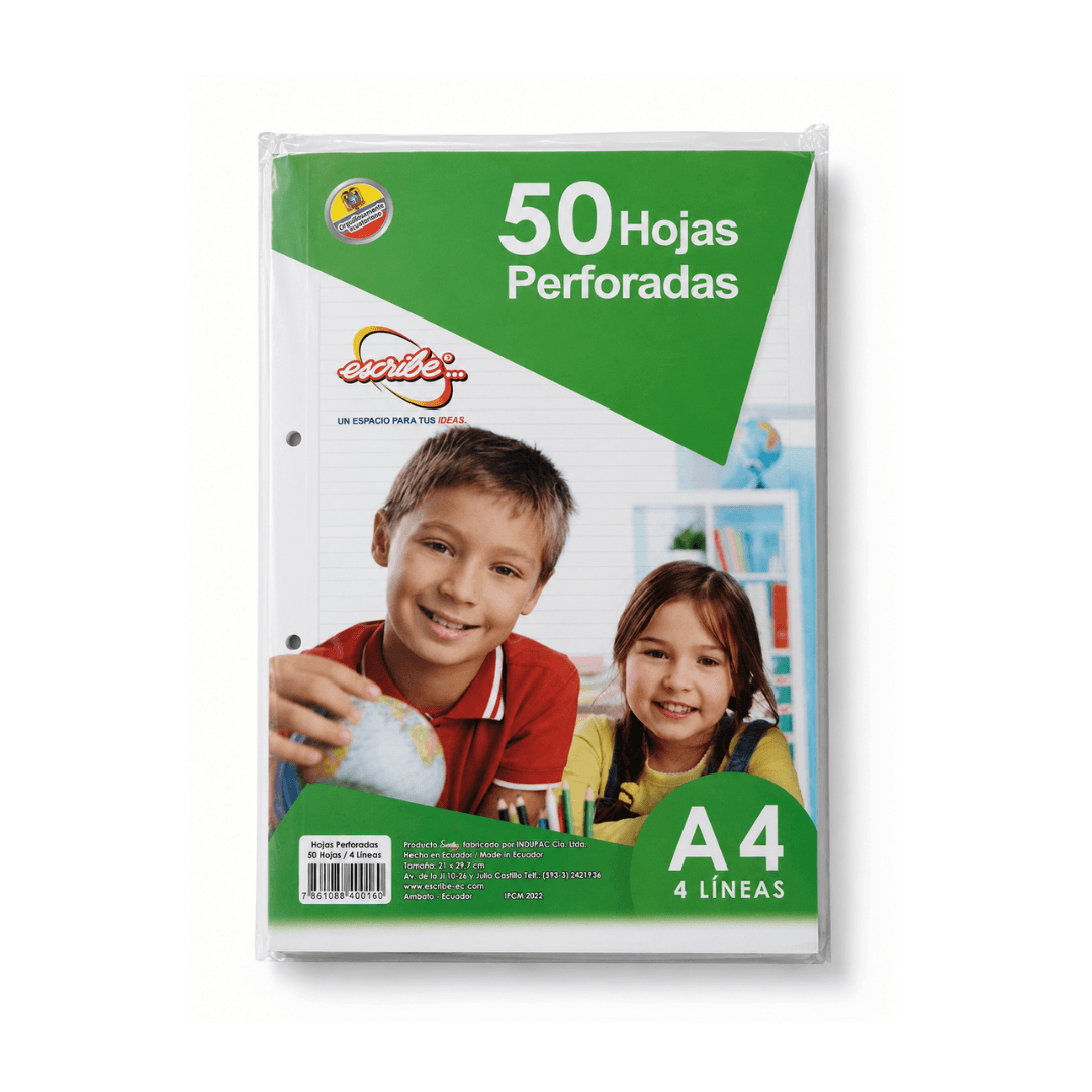HOJA 4 LINEAS A4 50 HJ ESCRIBE (RAYA AZUL)