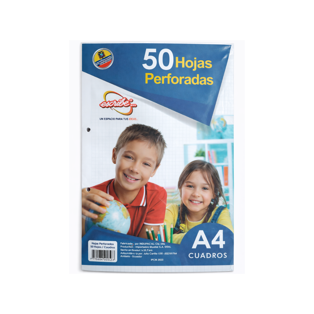 HOJAS CUADROS A4 RAYA AZUL 50 HJ ESCRIBE
