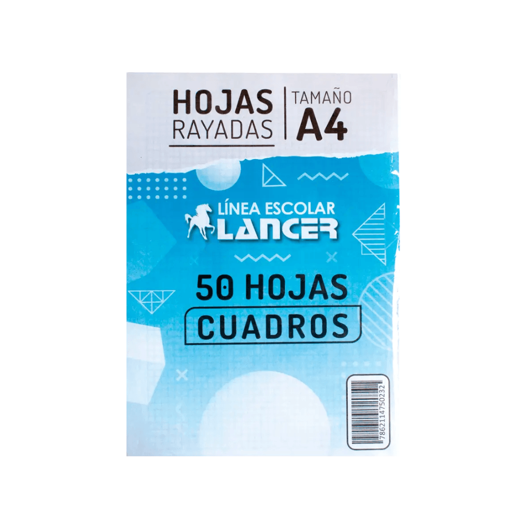 HOJAS CUADROS A4 X50 LANCER (RAYA AZUL)