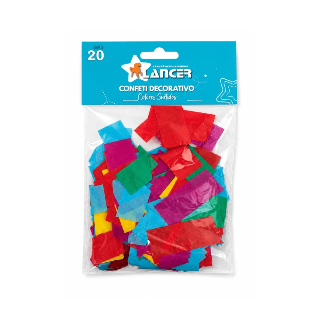 CONFETI DECORATIVO 20GR COLORES SURTIDOS - 2.5CM