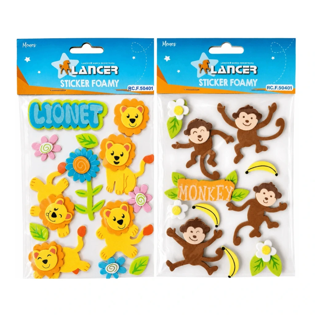 STICKER FOAMY MONOS O LEONES