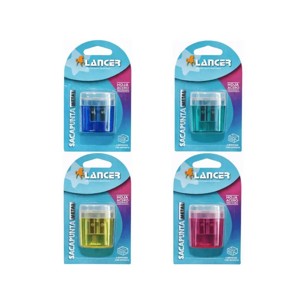BLISTER SACAPUNTA LANCER PLASTICO 2 SERVICIOS C/DEPOSITO X 1 UND