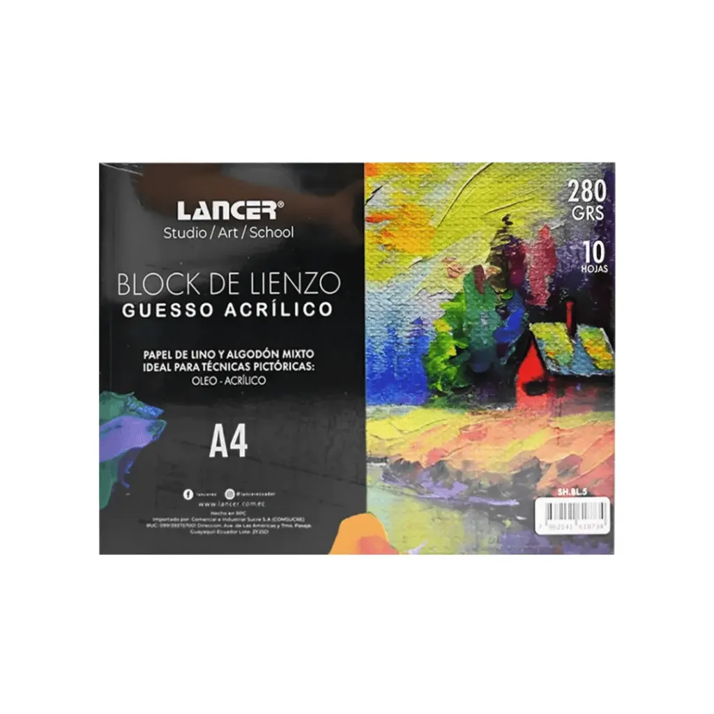 BLOCK DE LIENZO A4 - 280 GRS - 10 HOJAS LANCER