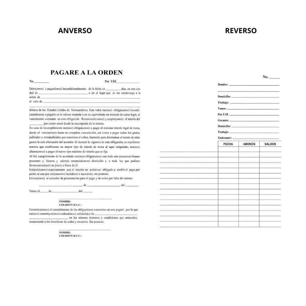 BLOCK PAGARE A LA ORDEN 90 GRS.