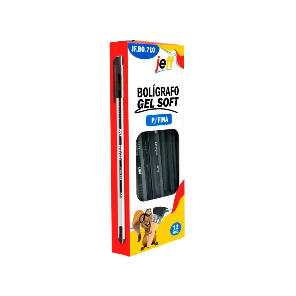 BOLIGRAFO JEFF SOFTGEL PUNTA FINA 0.5MM-NEGRO
