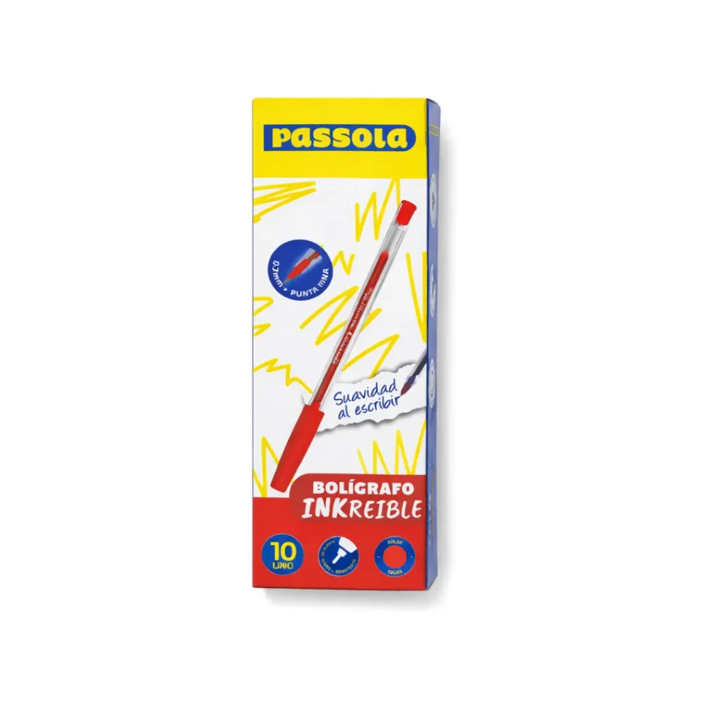 BOLIGRAFO PASSOLA ROJO INKREIBLE PUNTA FINA