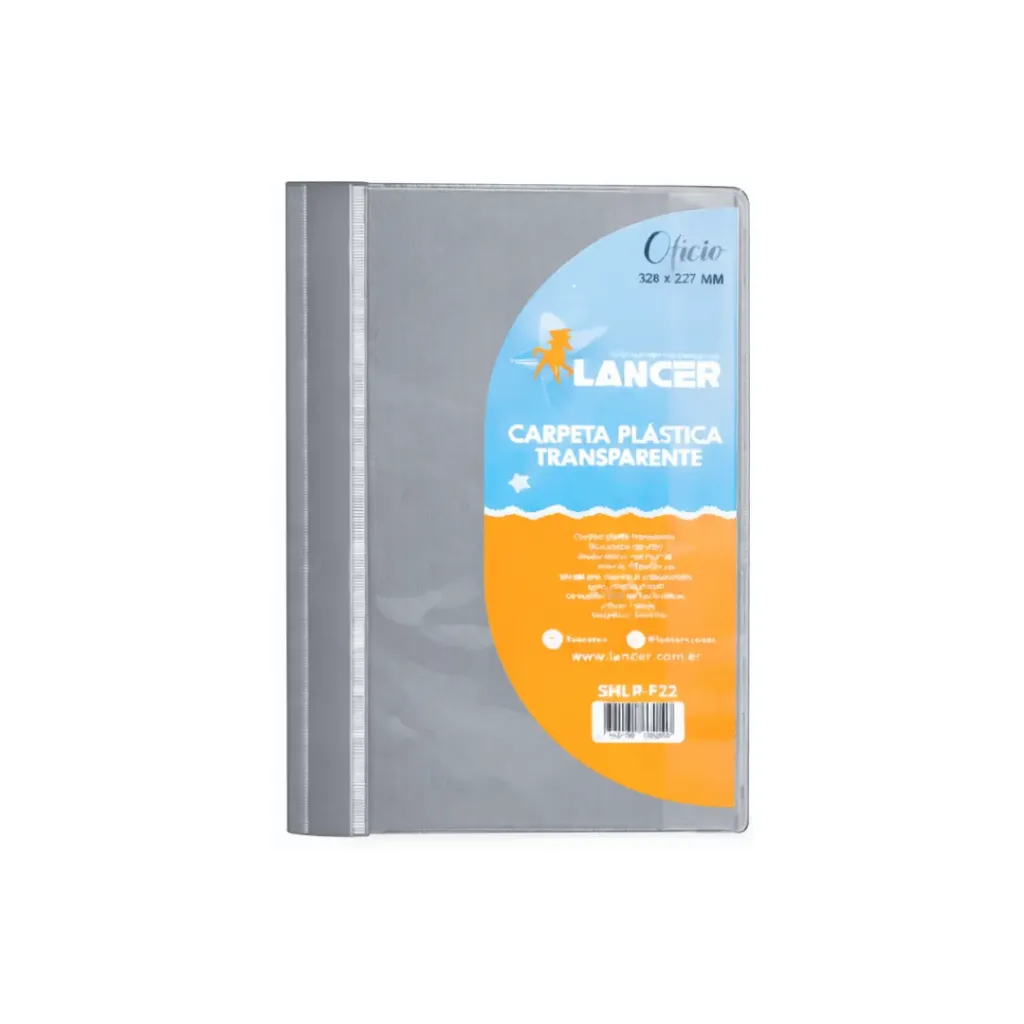 CARPETA CUBIERTA TRANSPARENTE OFICIO GRIS LANCER 324X227MM