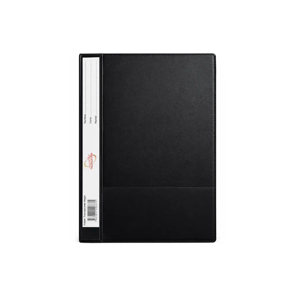 CARPETA CUBIERTA TRANSPARENTE NEGRO ESCRIBE CON VINCHA