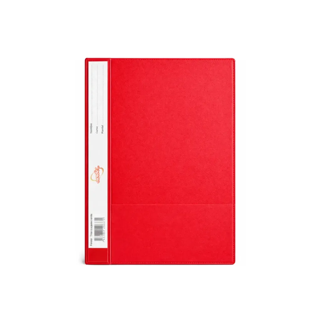 CARPETA CUBIERTA TRANSPARENTE ROJO ESCRIBE CON VINCHA
