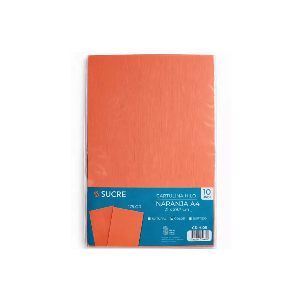 CARTULINA HILO NARANJA A4 X10