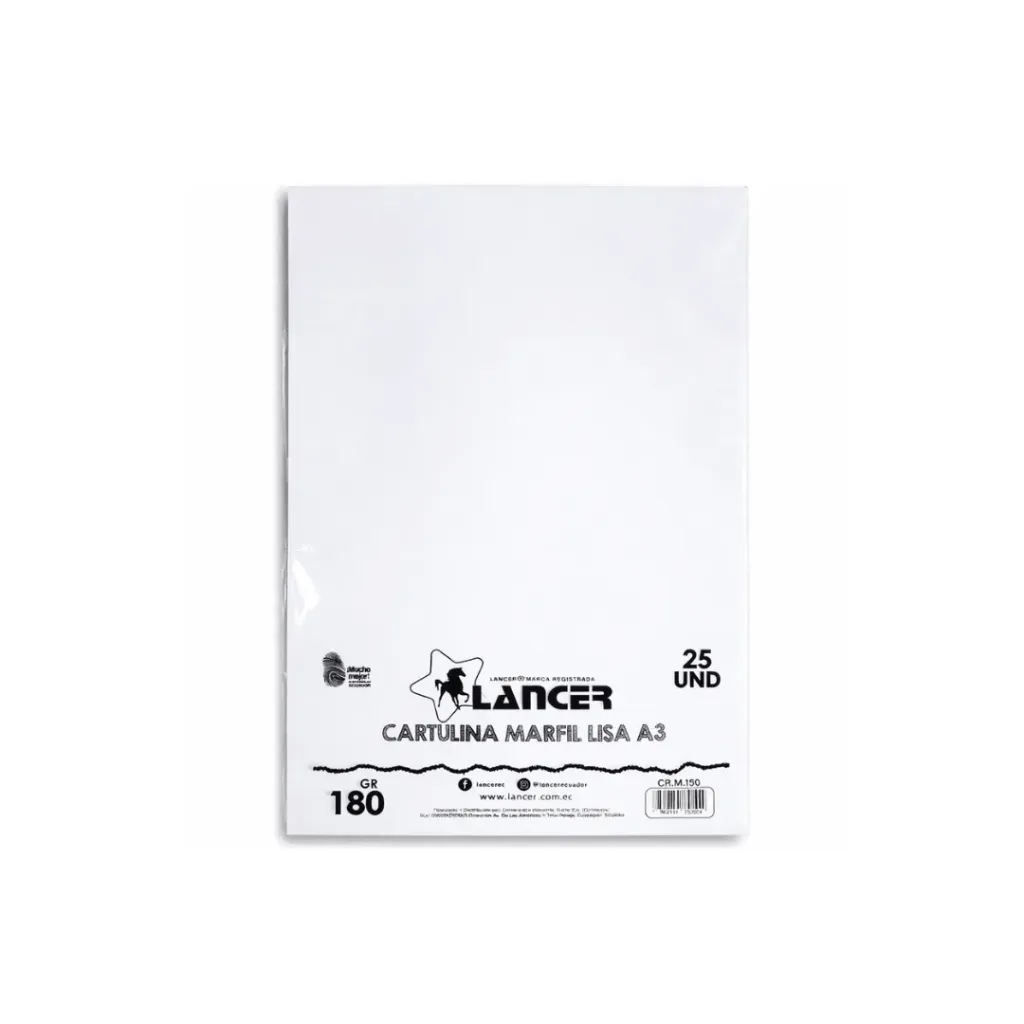 CARTULINA MARFIL LISA A3 DE 25 UNIDADES