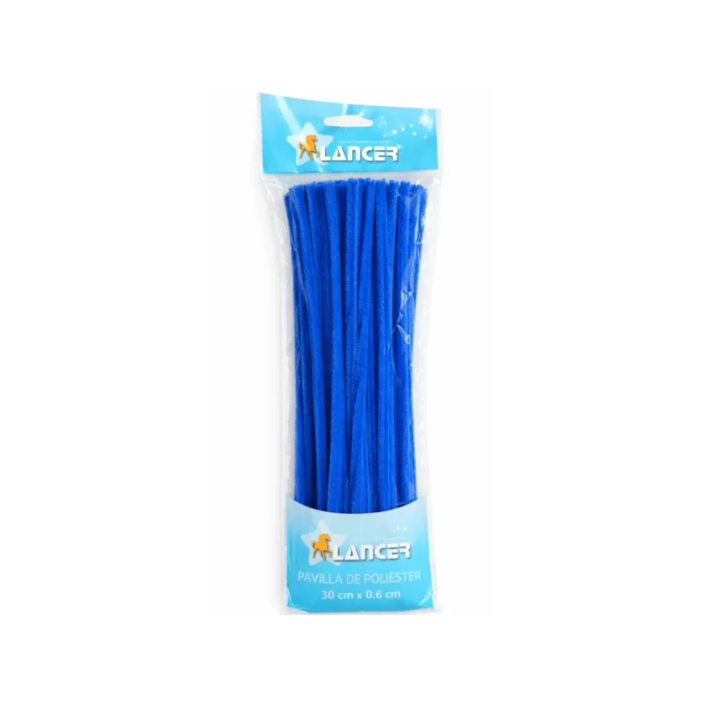 CHENILLA POLIESTER AZUL 30CMX6MM DE 100 UNIDADES