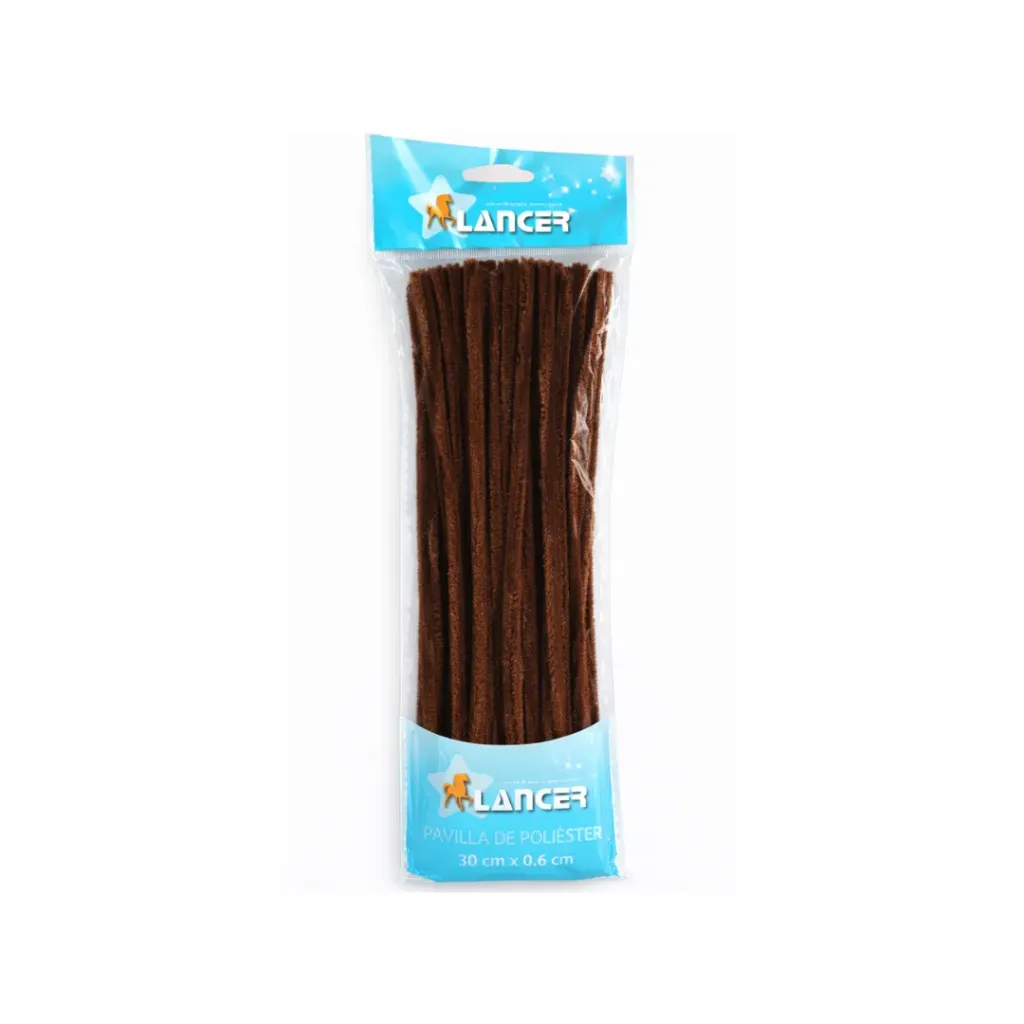 CHENILLA POLIESTER CAFE 30CMX6MM DE 100 UNIDADES