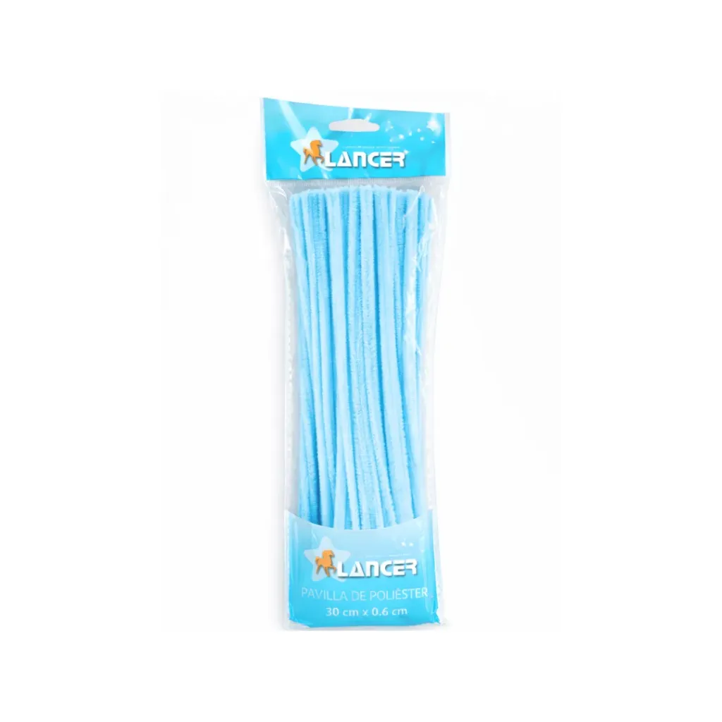 CHENILLA POLIESTER CELESTE 30CMX6MM DE 100 UNIDADES