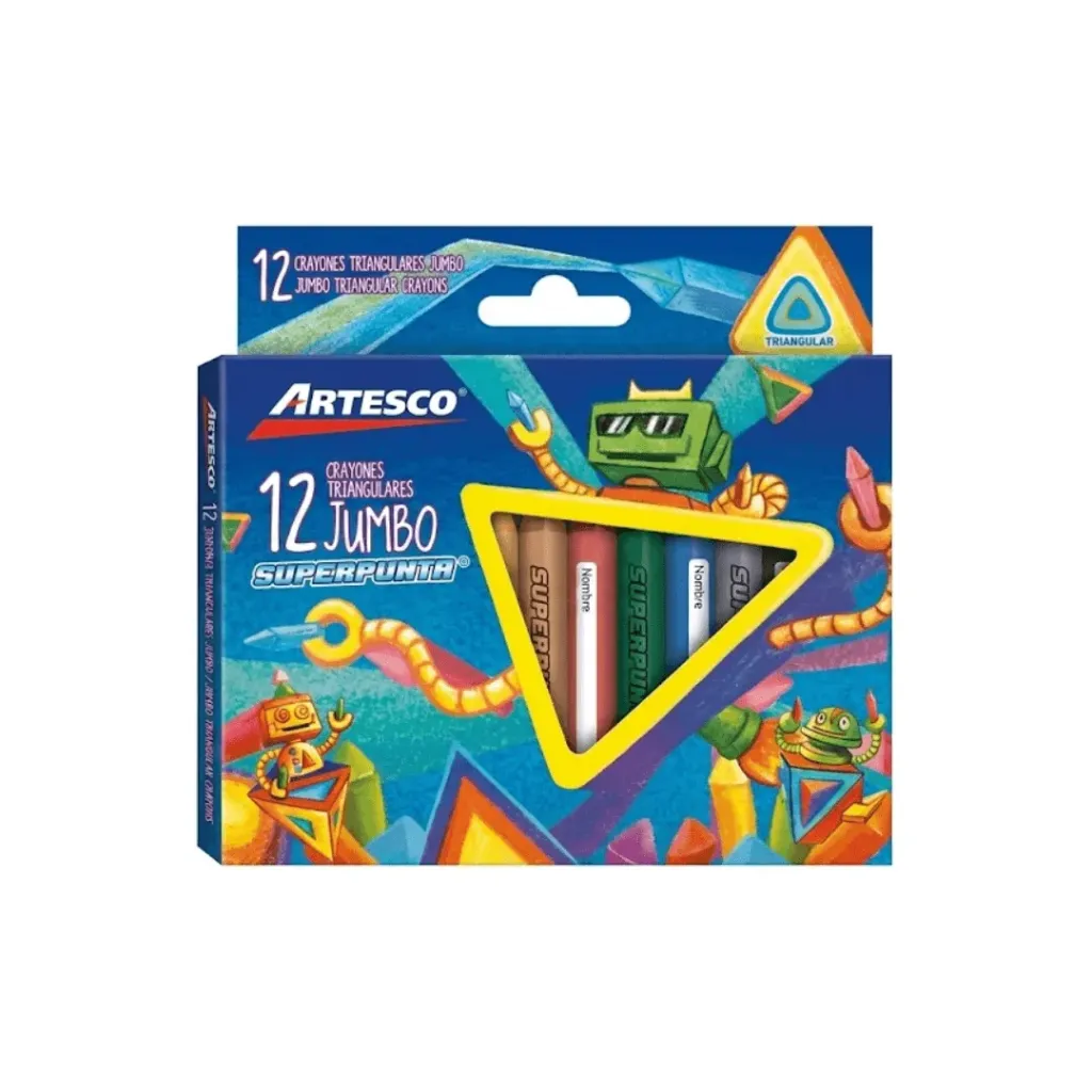 CRAYON ARTESCO JUMBO TRIANGULARES DE 12 COLORES