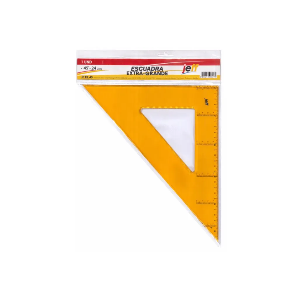 ESCUADRA JEFF EXTRA GRANDE 45° - 24CM COLOR NARANJA