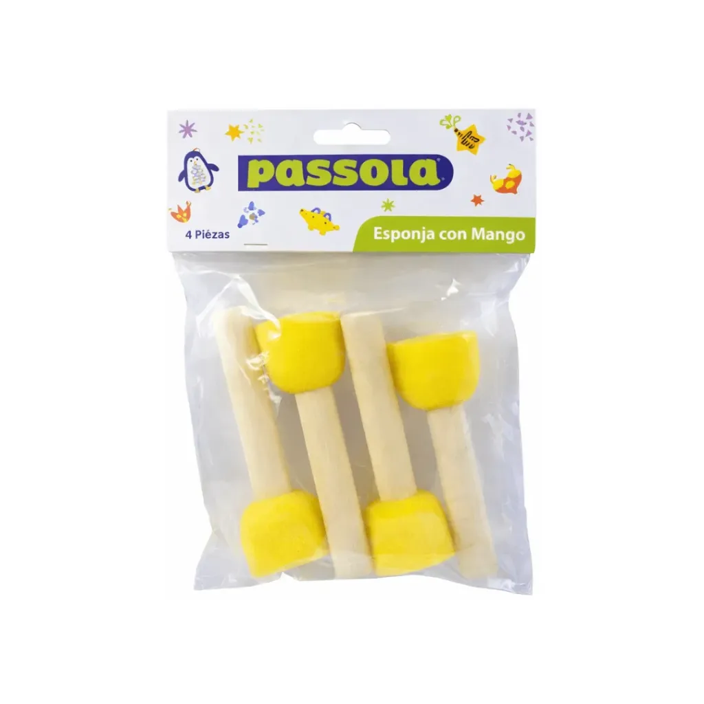 ESPONJA MANGO MADERA PASSOLA PARA PINTAR X 4 UNIDADES