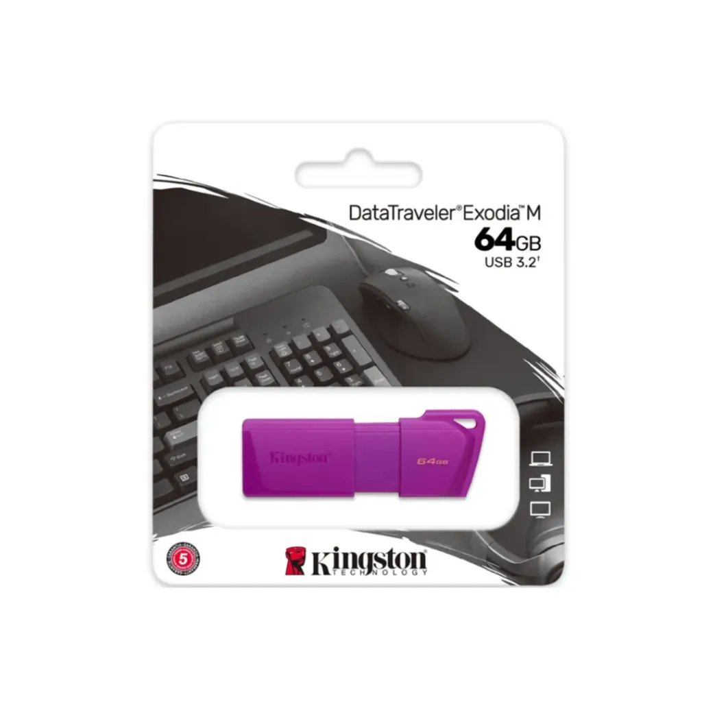 FLASH MEMORY KINGSTON DTXM 64GB MORADO NEON USB 3.2 GEN1 KC-U2L64-7LP DATATRAVELER EXODIA