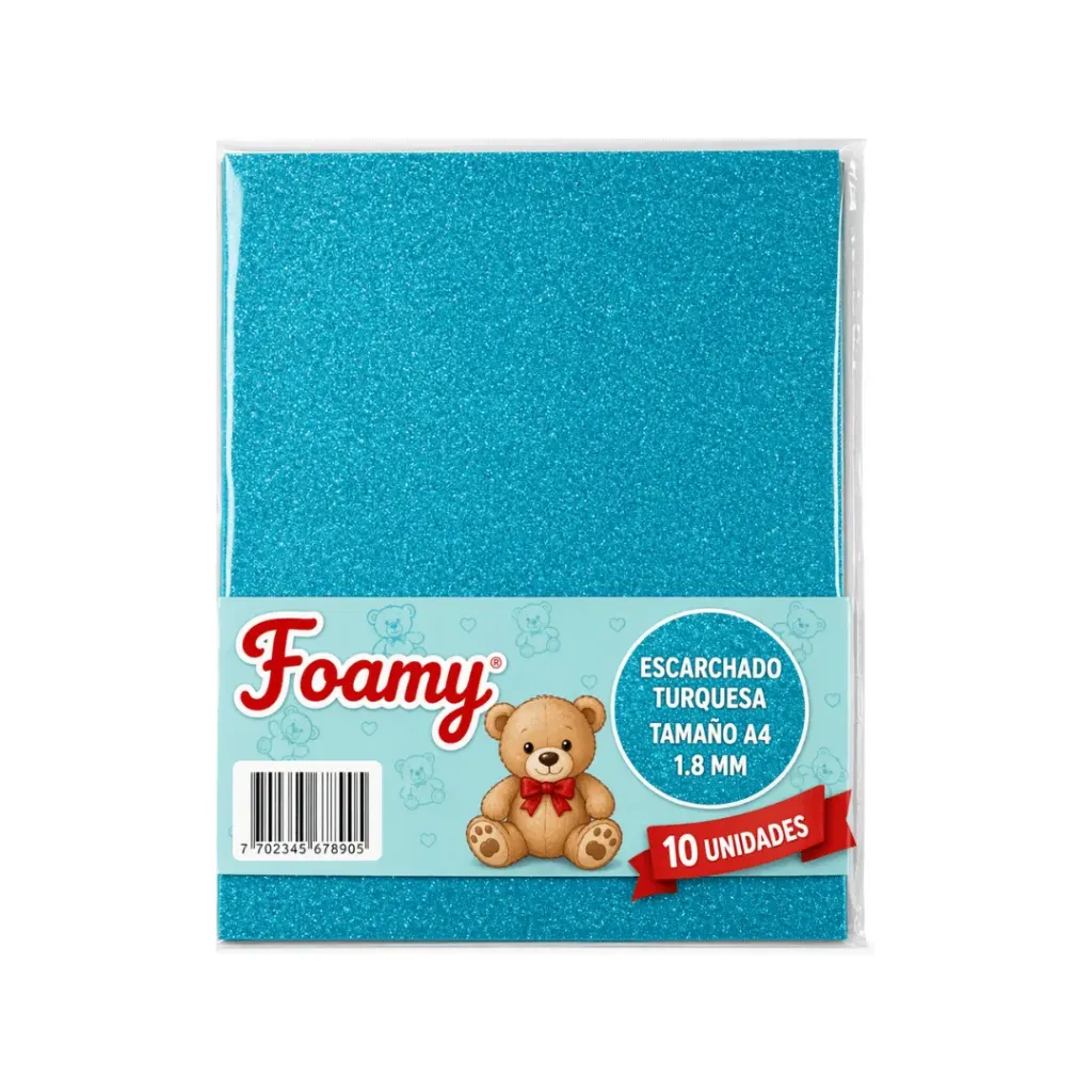 FOAMY ESCARCHADO TURQUESA A4 (FOMIX)
