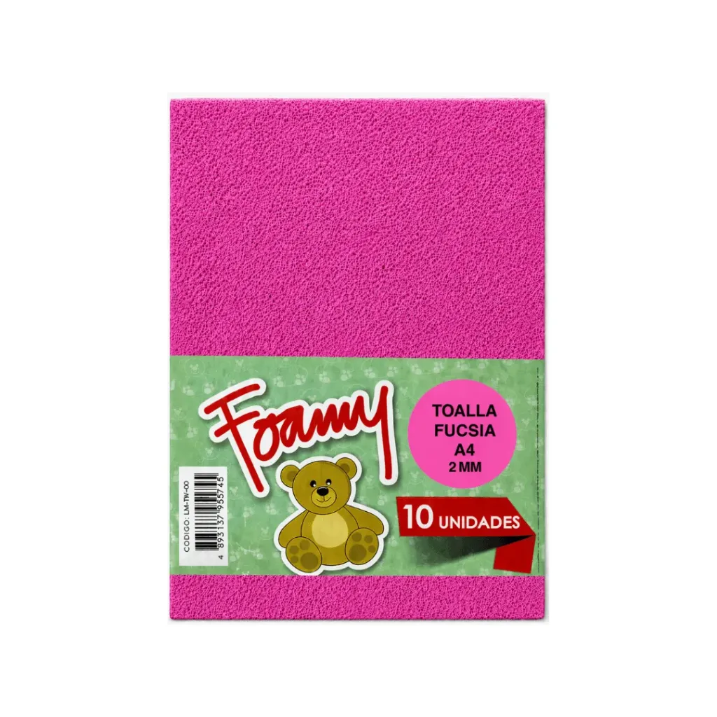 FOAMY TOALLA FUCSIA A4 X10
