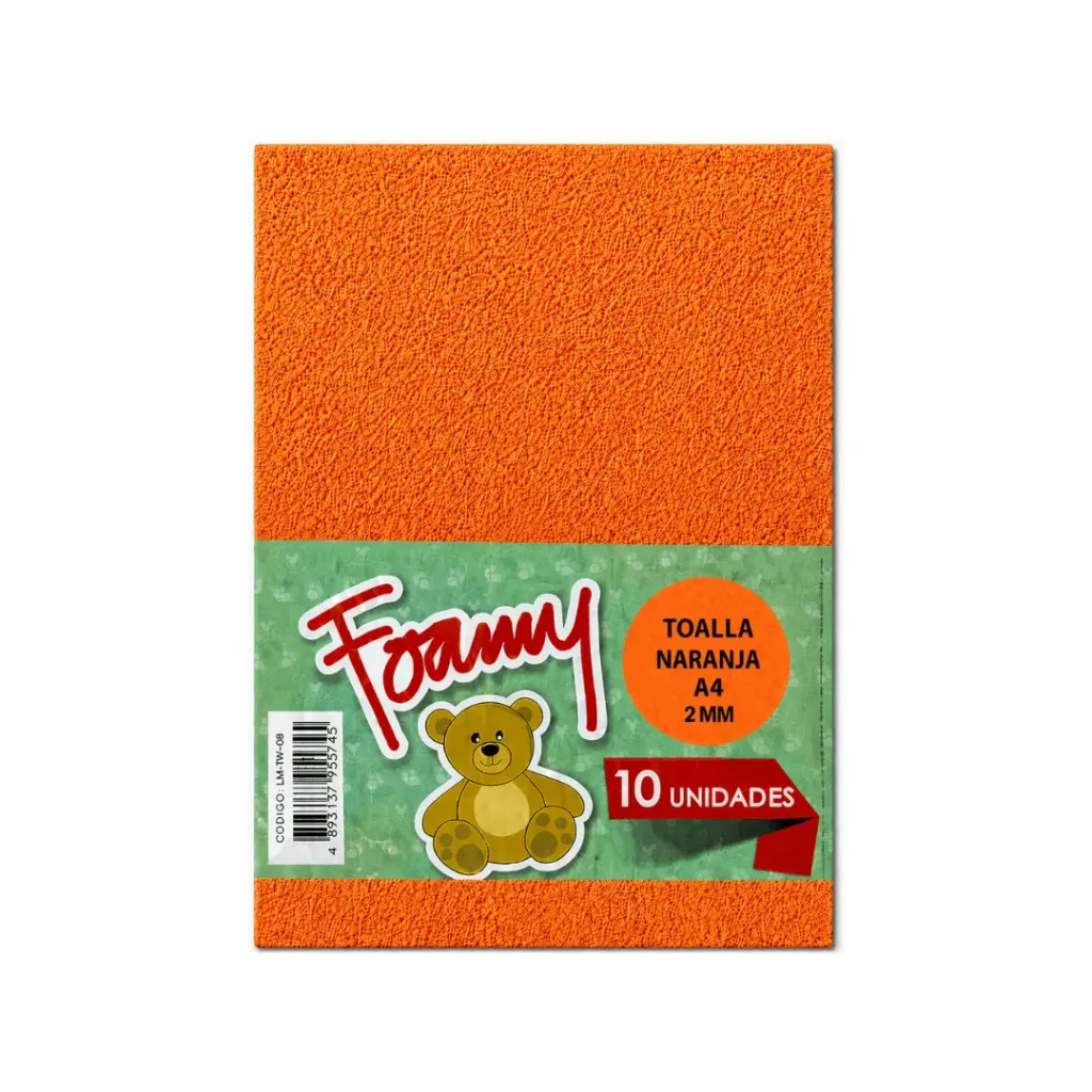 FOAMY TOALLA NARANJA A4 X10