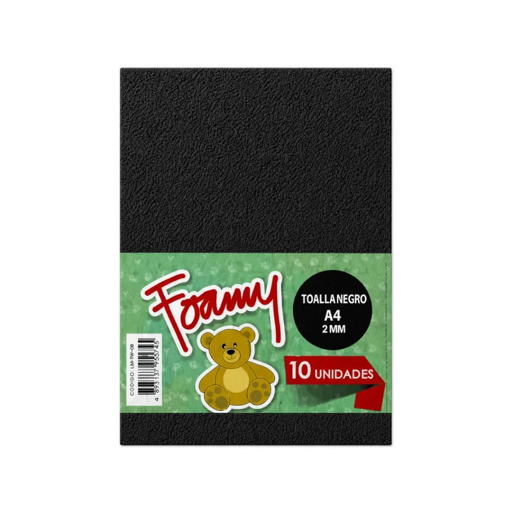 FOAMY TOALLA NEGRO A4 X10