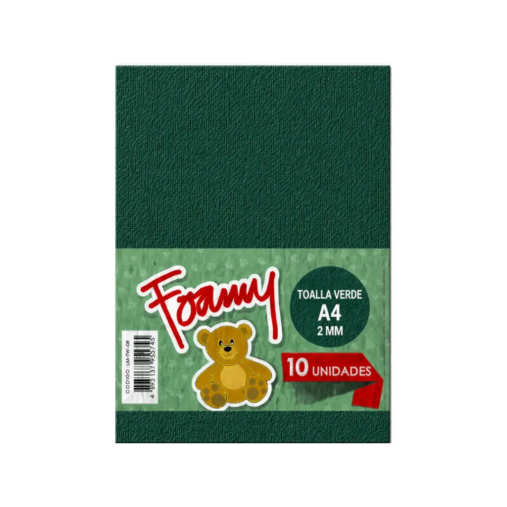 FOAMY TOALLA VERDE OSCURO A4 X10