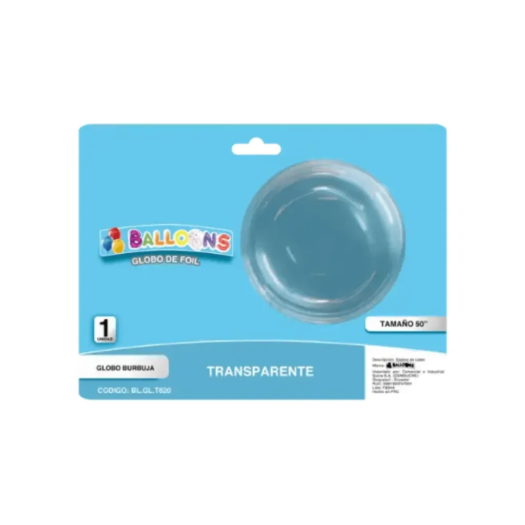 GLOBO PLÁSTICO TRANSPARENTE 50 PULGADAS