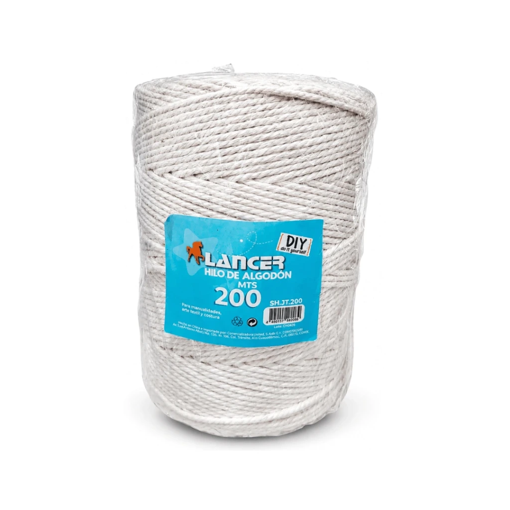 HILO DE ALGODÓN RECICLADO 1.5MM 220G/ROLLO APROX. 200M. LANCER