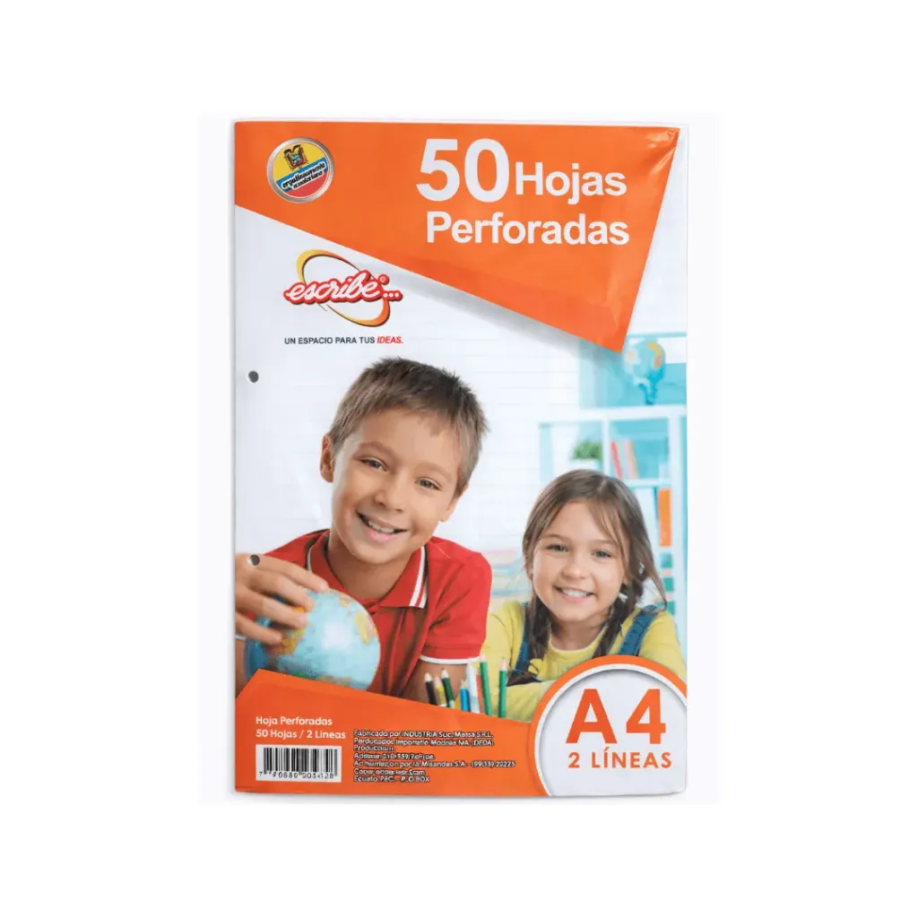 HOJAS 2 LÍNEAS A4 X50 ESCRIBE (RAYA AZUL)