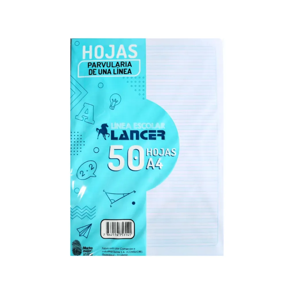 HOJAS PARVULARIAS 1 LÍNEA A4 X50