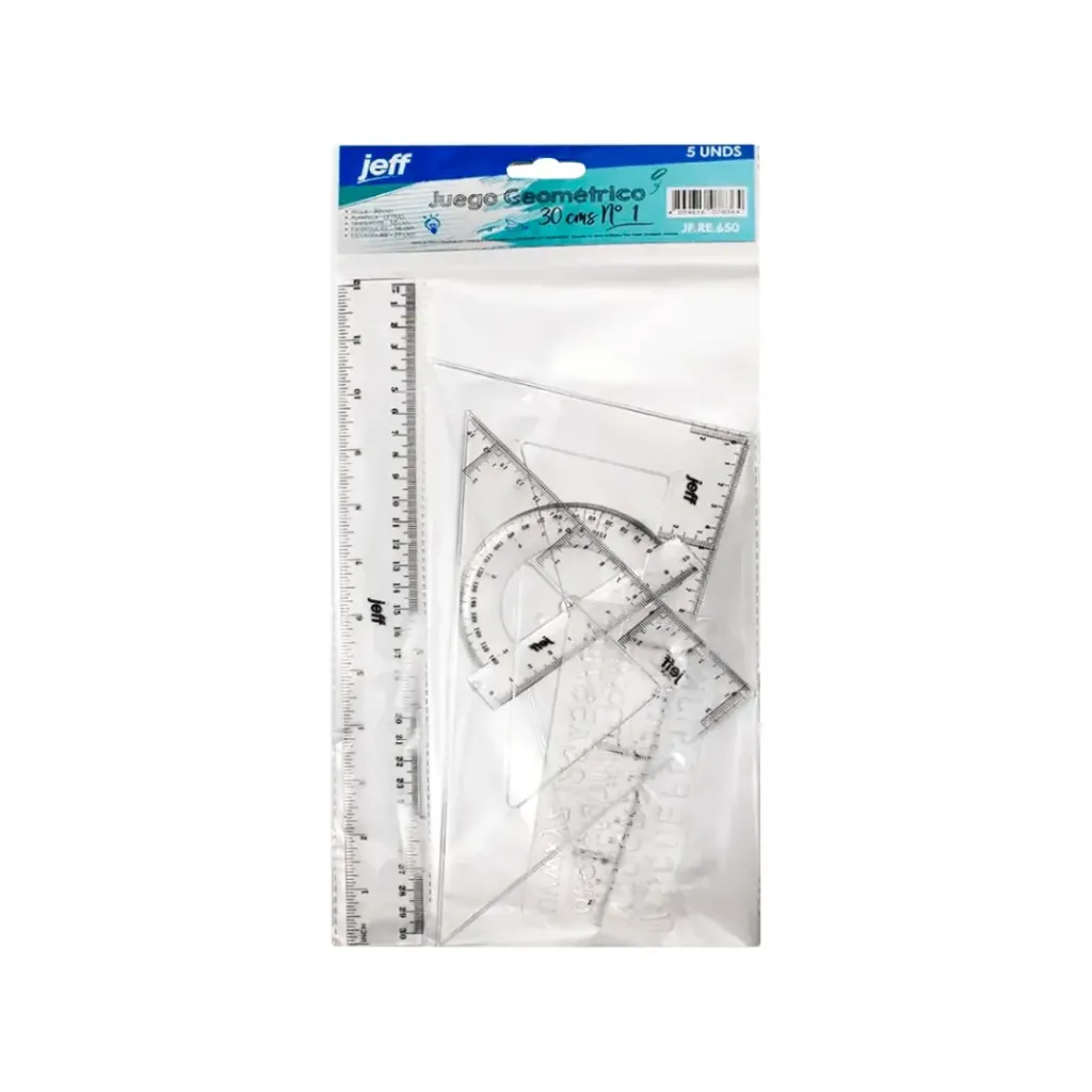 JUEGO GEOMÉTRICO JEFF 30CMS #1- 5 PIEZAS
