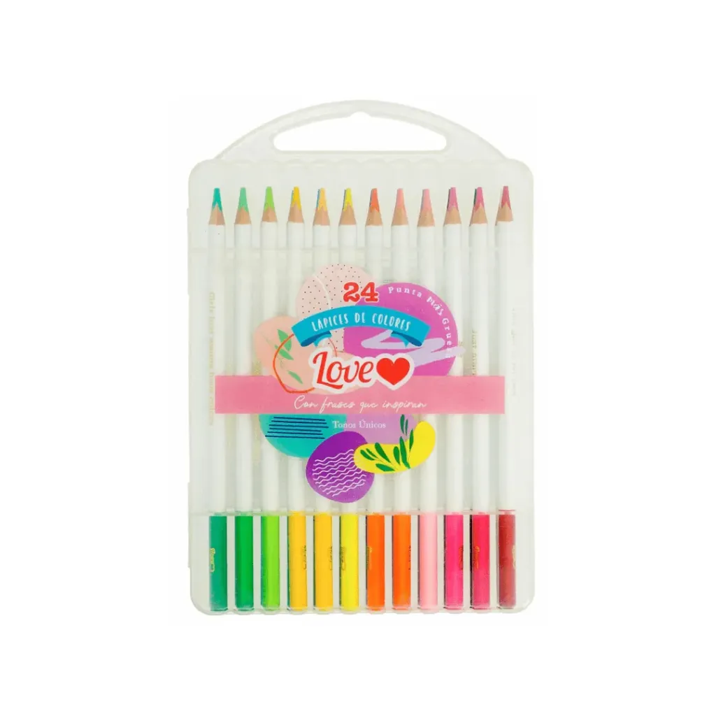 LÁPIZ DE COLOR LOVE 24 COLORES LARGOS TRIANGULAR