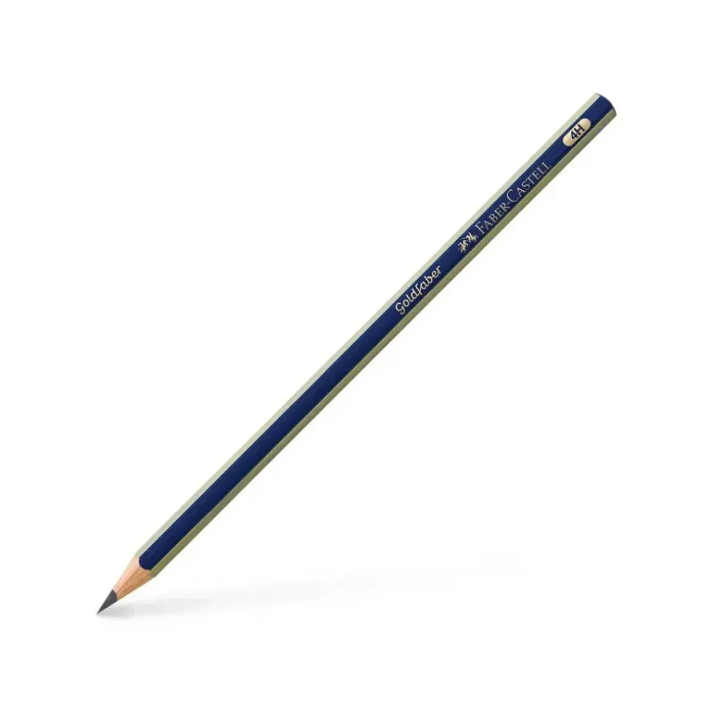 LÁPIZ GRAFITO 4H FABER CASTELL CUERPO AZUL Y DORADO