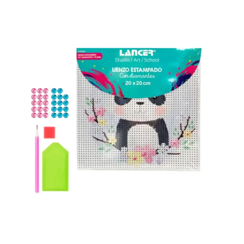 LIENZO ESTAMPADO CON DIAMANTES 20X20CM