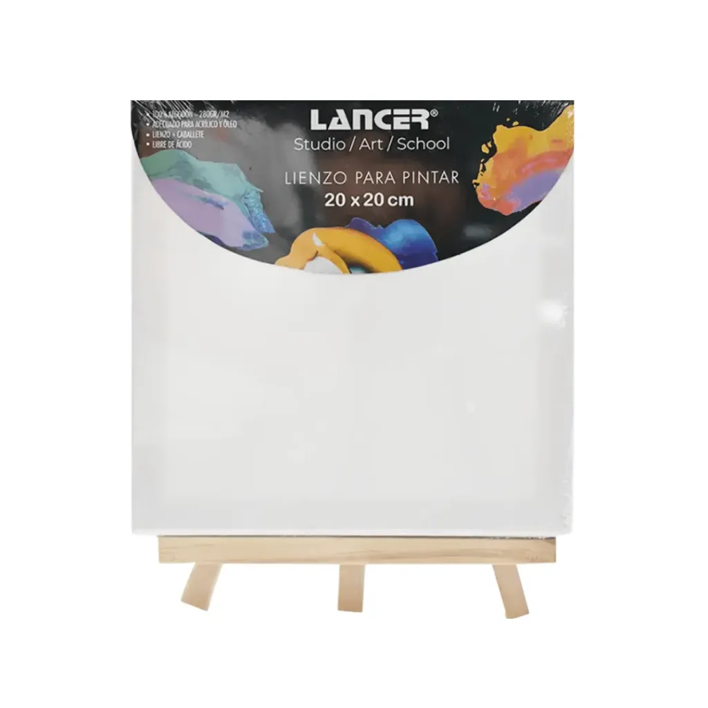 LIENZO PARA PINTAR + CABALLETE 20X20CM- 280GR ALGODÓN