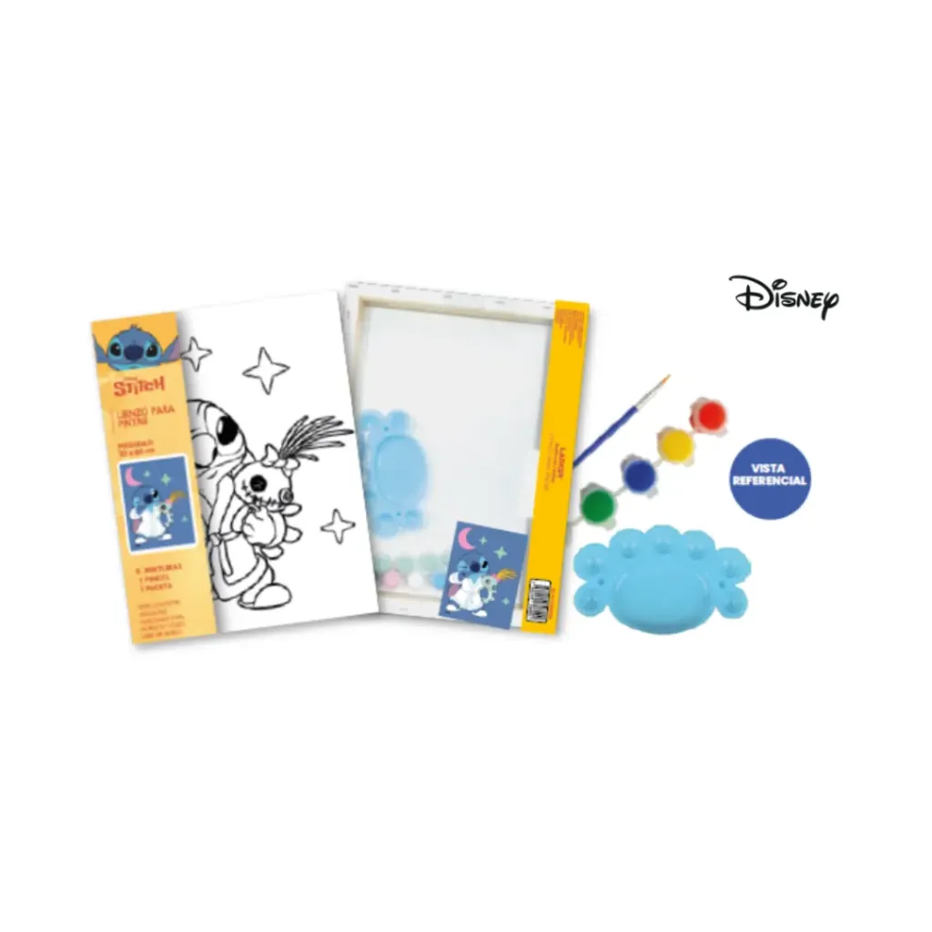 LIENZO STITCH 30X40CM CON PINTURA+PINCEL Y PALETA