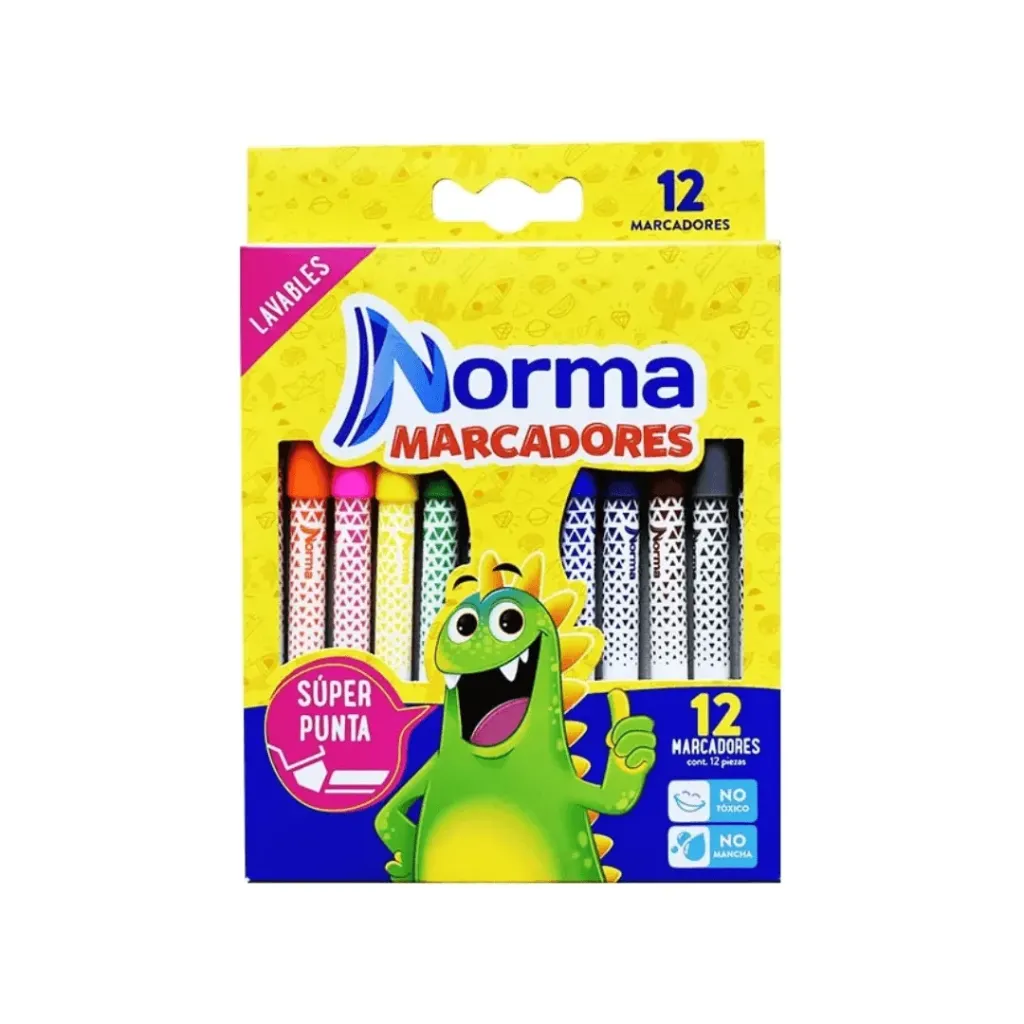 MARCADOR NORMA LAVABLE X 12 COLORES
