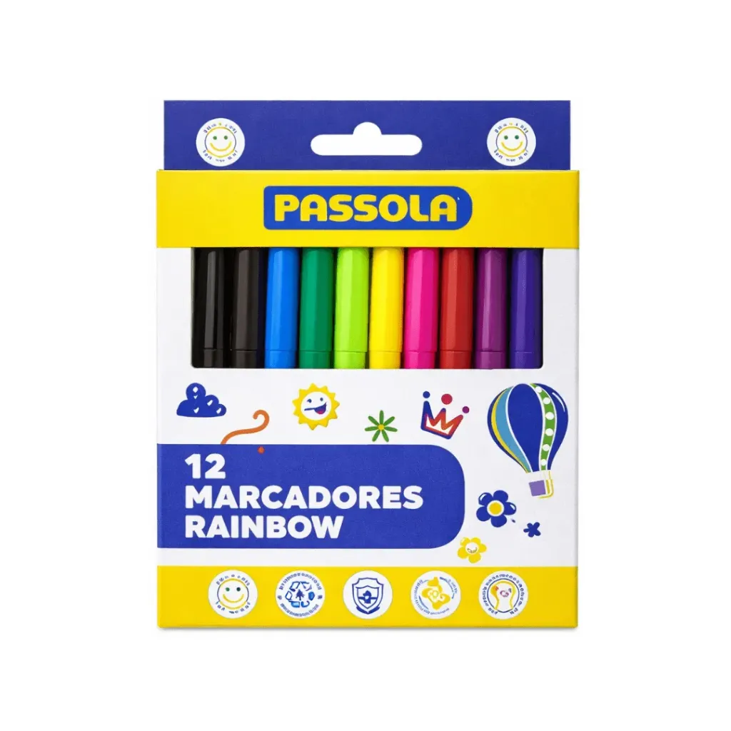 MARCADOR PASSOLA RAINBOW X 12 COLORES FINOS WC-101