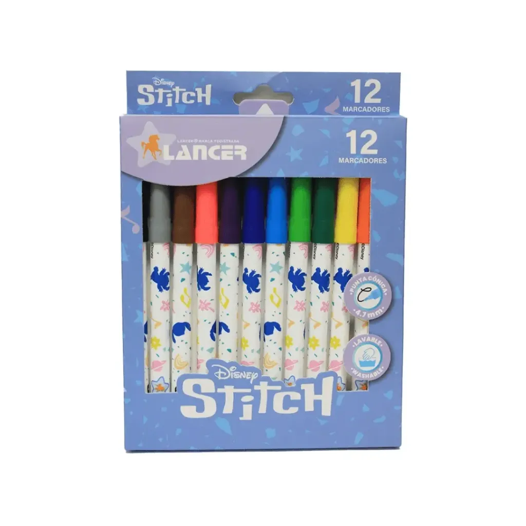 MARCADOR 12 COLORES-STITCH PUNTA CÓNICA 4.7MM