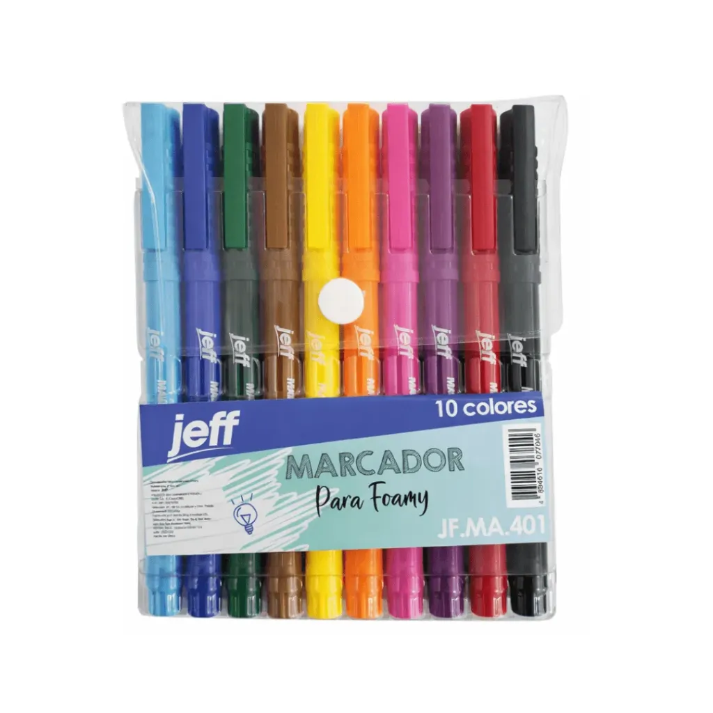 MARCADOR JEFF PARA FOAMY 10 COLORES SURTIDOS
