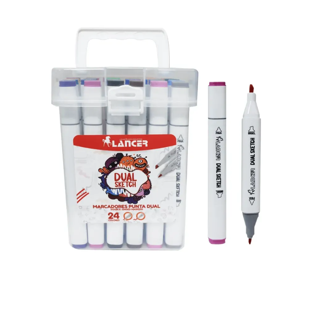 MARCADOR LANCER DUAL SKETCH DOBLE PUNTA-24 COLORES